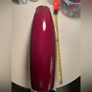 PIER 1. Modern artistic red vase. 21” tall x 5” wide.